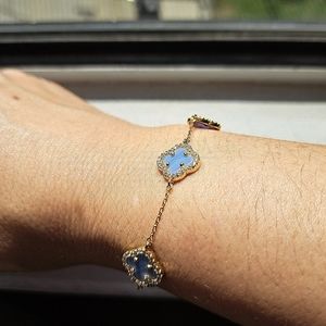Quatrefoil Clover Lavender/ Blue Periwinkle 18K Gold Vermeil 925  Bracelet!! NWT